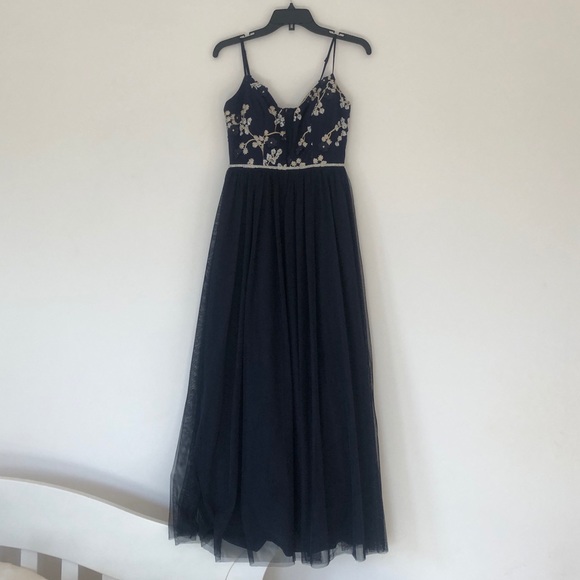 Teeze me 3D bodice mesh ballgown navy size 1 - Picture 2 of 7